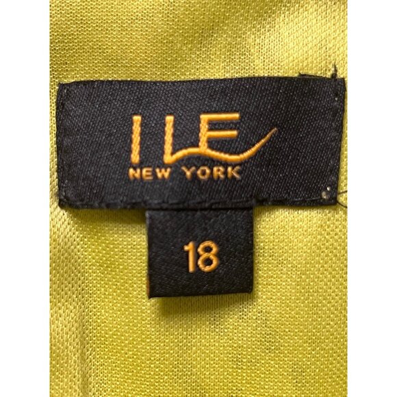 I Le New York18 Yellow/Green Floral Lace Shift Dress Sheer Open Top Sleeve NWT - Picture 3 of 16